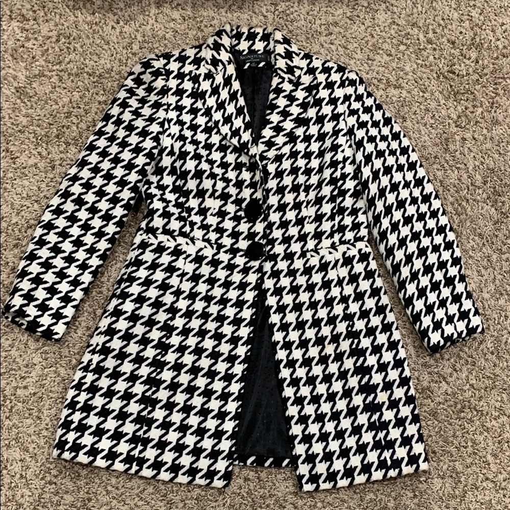 Houndstooth Black and White Women's Coat